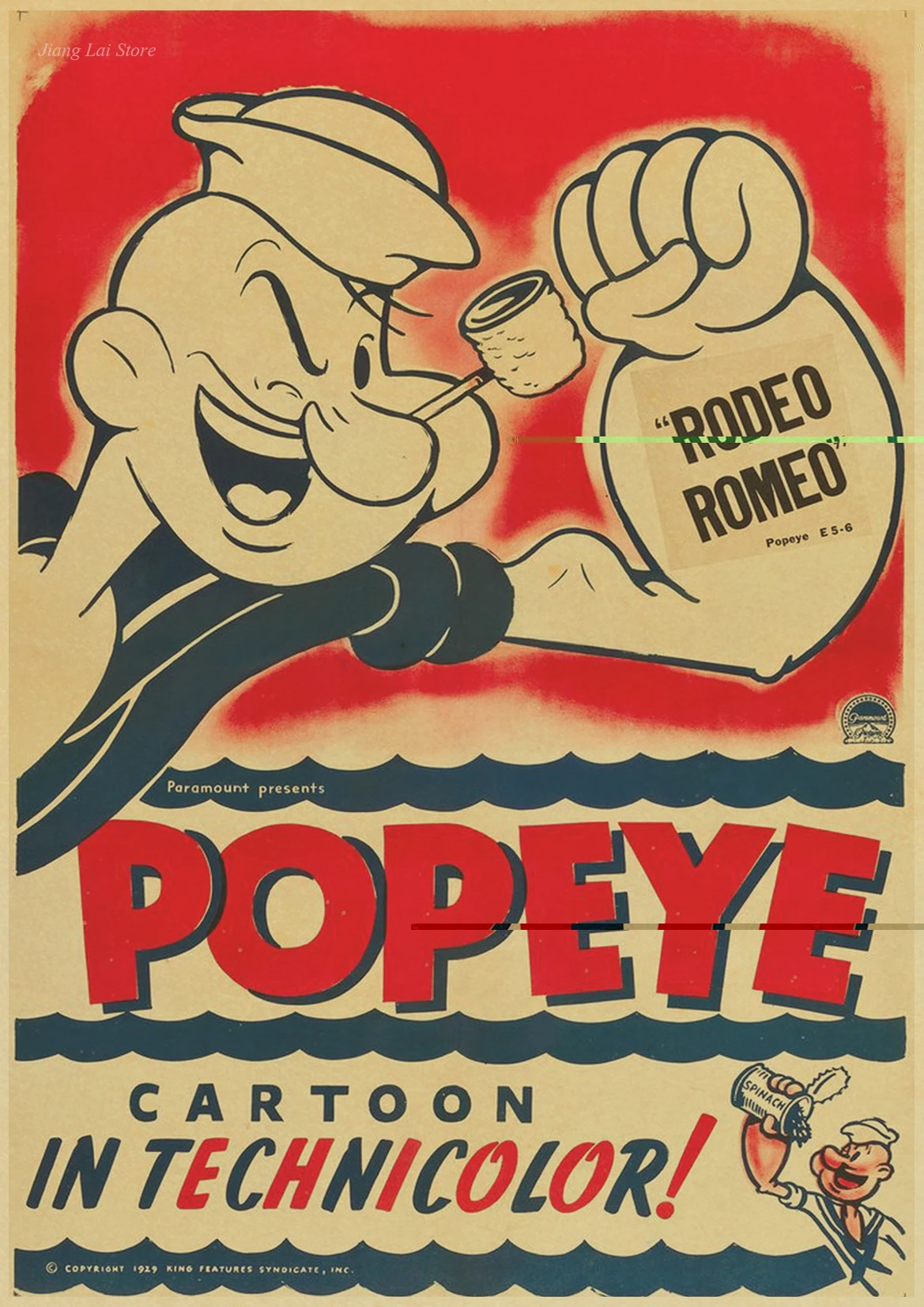 Popeye/Классическая анимация/крафт-бумага постер/Бар Кафе декоративный бумажный плакат - Цвет: K080