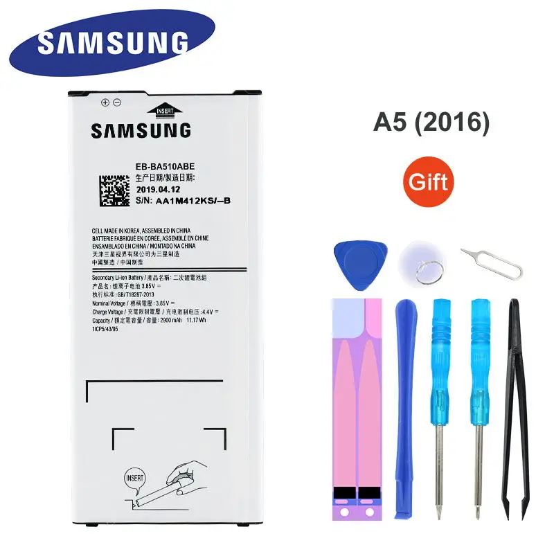Samsung Original Battery for Galaxy A5 2016 Edition A510 A510F A5100 2900mAh EB-BA510ABE Phone Replacement Batteries | Мобильные