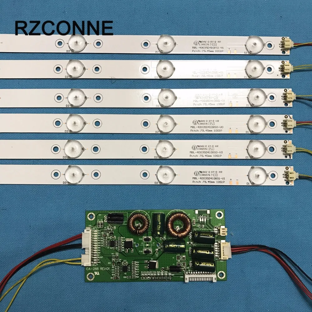 

775mm LED Backlight Lamps kit w/ 10 Optical Lens Fliter 30V for 39'' 40'' TV Monitor Panel 6pcs LED strips + driver board