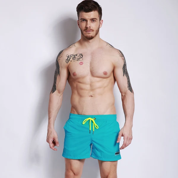 DESMIIT men's swimming trunks sexy solid elastic drawstring swimwear men bathing suit gay swim