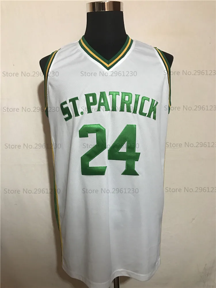 BONJEAN Cheap Kyrie Irving 24 St. Patrick High School White Basketball Jersey Throwback Sewn Shirt Any Size Free Shipping