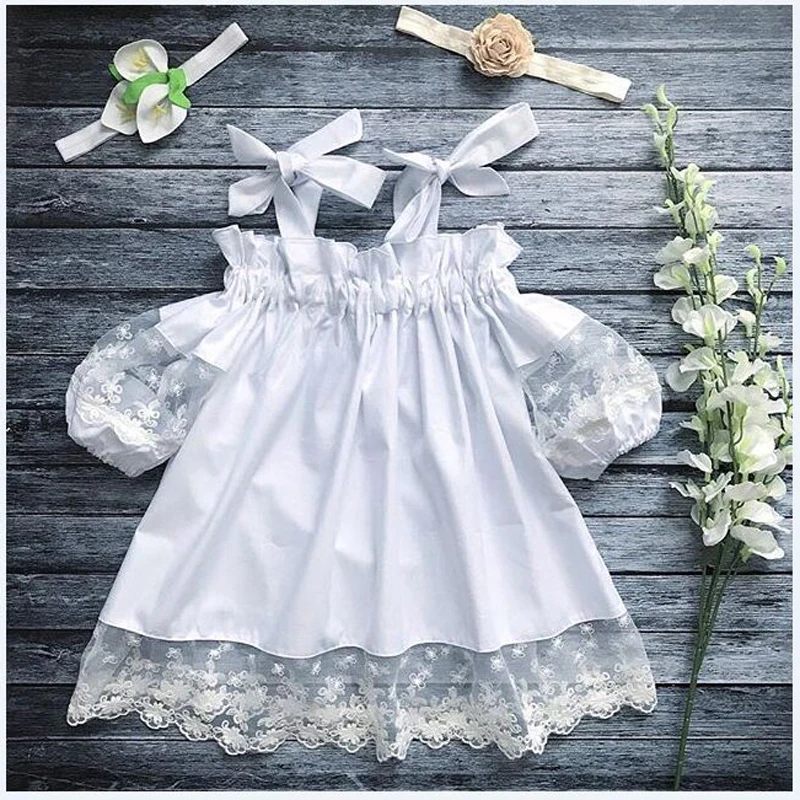 Новое Брендовое платье с открытыми плечами для маленьких девочек нарядное однотонное платье-пачка сарафан без рукавов с завязками для детей от 2 до 5 лет