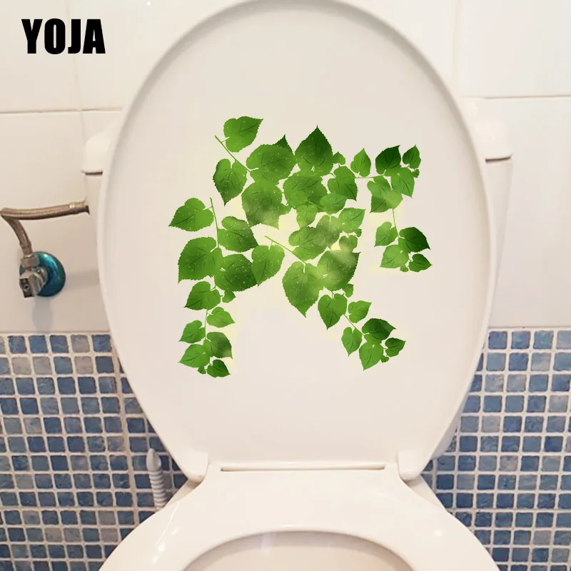 

YOJ 22.1X21.2CM Fresh Plant Green Leaf WC Toilet Seat Stickers Home Living Room Wall Decoration T1-1244