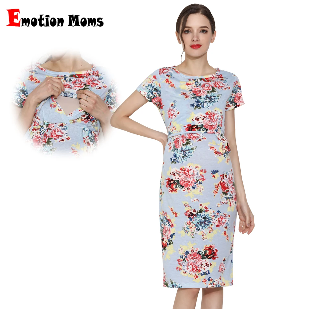 

Emotion Moms Summer Casual Maternity Breastfeeding Dress Women Pregnancy Clothing Lactation Wear Drop Shipping