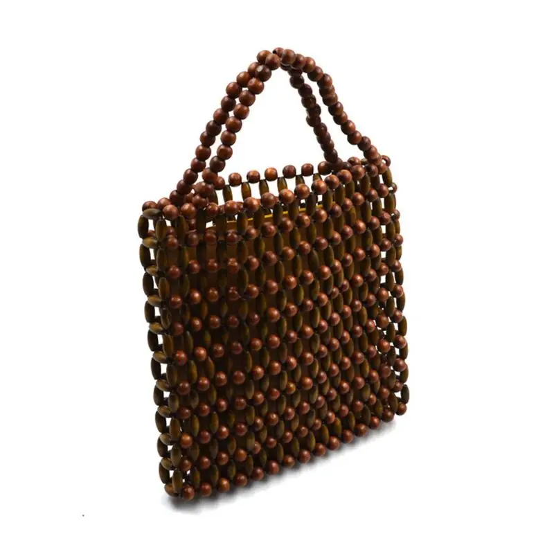 

1Pcs Women Girls Fashion Wood Beads Handbag Tote Messenger Holiday Summer Beach Bags
