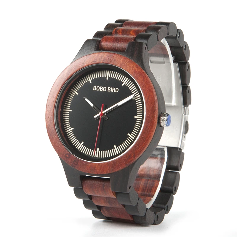 BOBO BIRD Mens Watches Top Brand Luxury Ebony Wooden Watch with Luminous Hand in Wooden Gift Box relogio masculino 2017