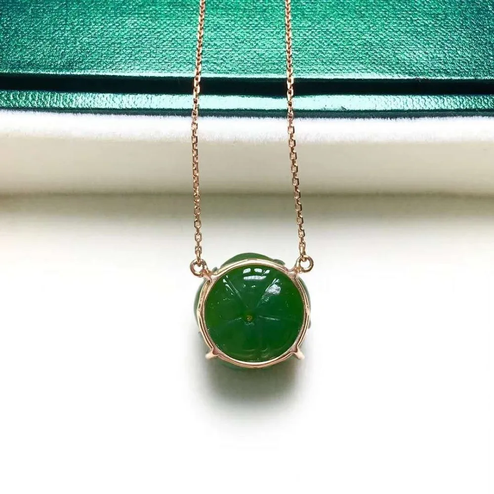 18K gold inlaid Hetian jasper rose clavicle chainJ60# | Украшения и аксессуары