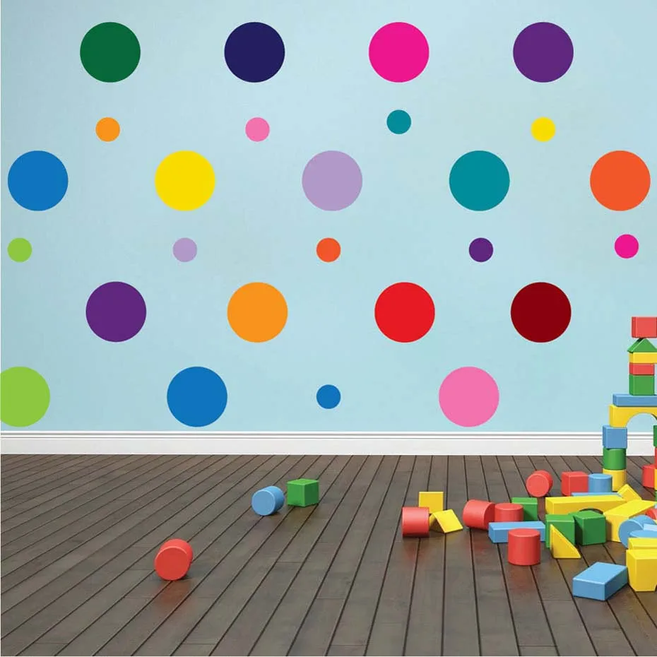 

Rainbow multi color size confetti Polka Dots circles vinyl decals wall Stickers home decor kids room decoration vinyl art murals