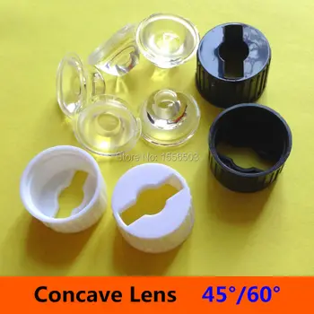 

10 sets 20mm 45 60 Degree White Black Holder Bracket LED Lens 1W 3W Concave Frosted PMMA Lenses for LED washer spot bulb lamp