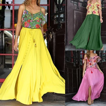 

Womail tracksuit Summer Women Set Two-piece Sleeveless Fitness vest Tops+Printed Dresses Suit Bohemian Beach Holiday 2019 J75