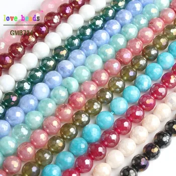 

8mm Natural Faceted Crystal Glass Colorful Rainbow Round Beads for Jewelry Making DIY Bracelet 15'' Strand