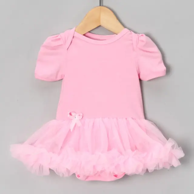 Solid Pink Baby girls Romper Dress Tutu Jumpsuit bebe body Newborn