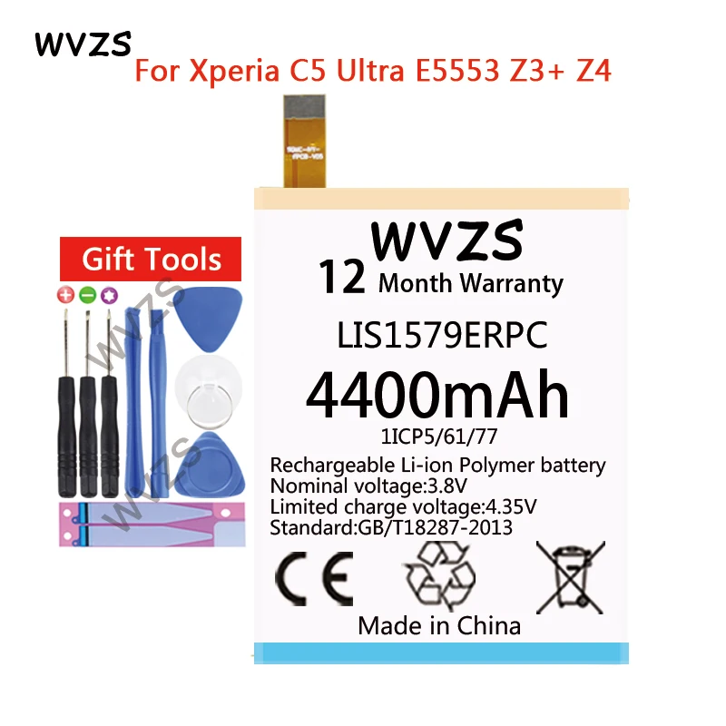 

wvzs 4400mAh Battery LIS1579ERPC For Sony Xperia Z3+ Z4 Z3 Neo SO-03G C5 Ultra Dual E5506 E5553 E5533 E5563 Z3 Plus E6553