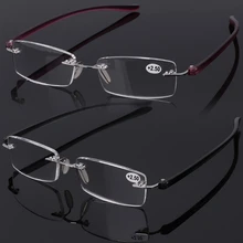 Унисекс, металлические очки для чтения без оправы, прозрачные линзы, очки для пресбиопии+ 1,0~+ 3,5 W901