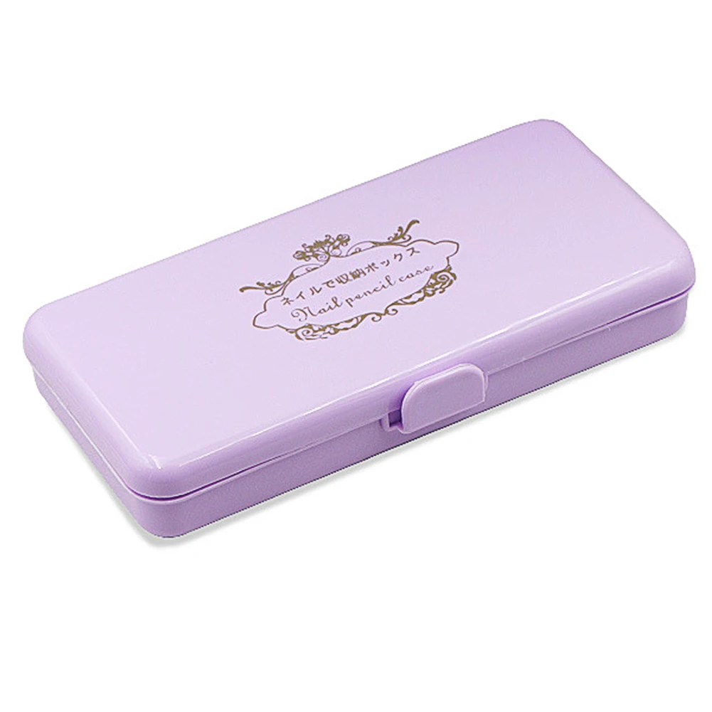 Nail Storage Box for Long Nail Files/Brush/Pusher/Scissor Nail Tools Empty Holder Containers nail Accessories Organizer Box - Color: Purple