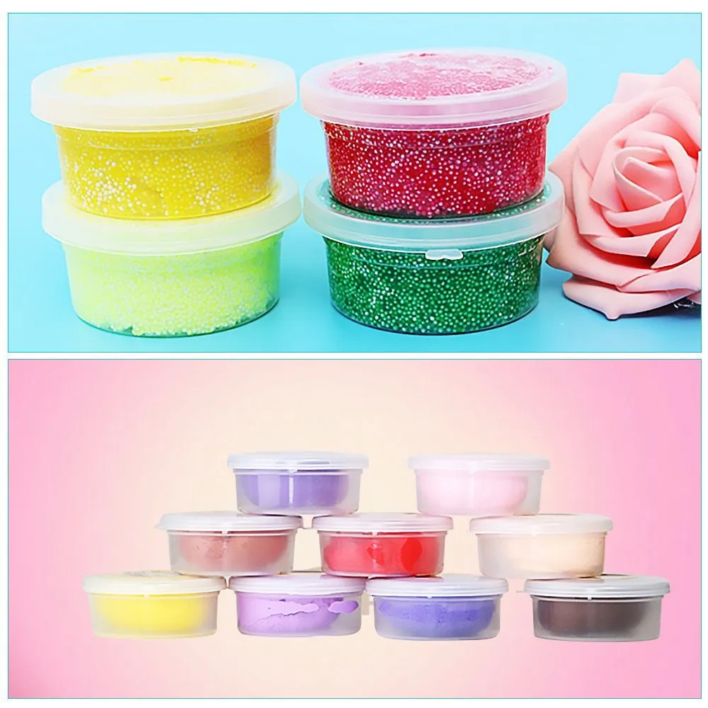 

12pcs/lot Plastic Color Plasticine Clear Containers Glue Putty Foam Ball Storage Boxes 20g Slime Storage home organization