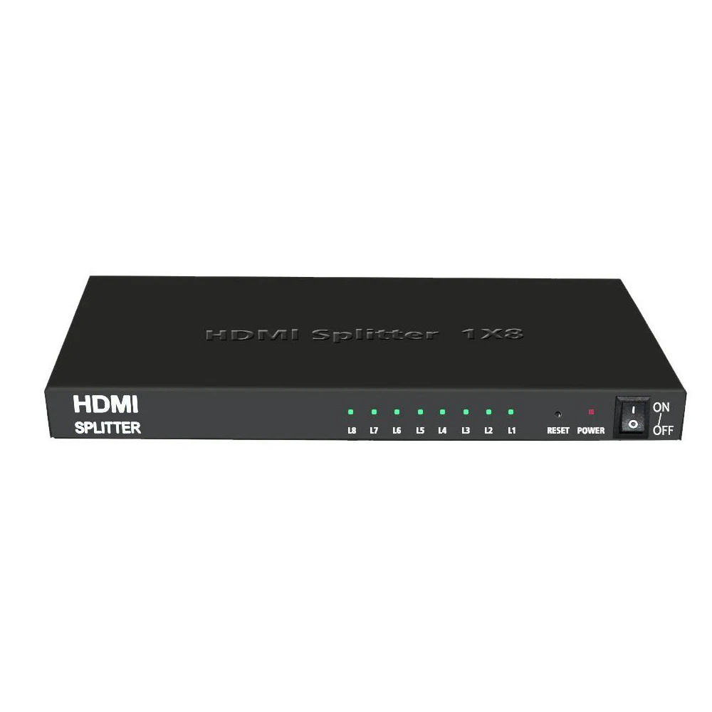 

1x8 HDMI Splitter,1 in 8 Out HDMI Splitter Audio Video Distributor Amplifier, Support Full HD 3D& 1080P/60HZ, HDMI 1.4a (US)