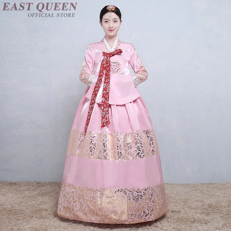 Женская традиционная корейская одежда корейский Костюм ханбок женский дворец три четверти рукав Традиционный стиль платье DD999 L - Цвет: 1