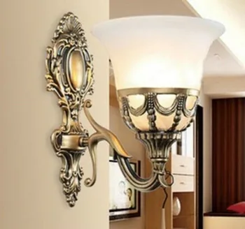 

single wall lighting bed room wall lamps glass shade wall sconces mirror lighting antique bronze