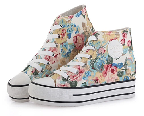 floral platform sneakers
