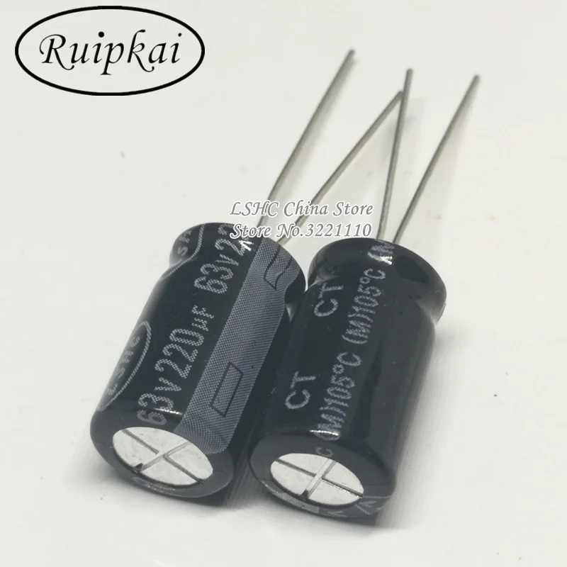 20pcs 220UF 63V 10x16mm Aluminum Electrolytic Capacitor 63V 220UF CT