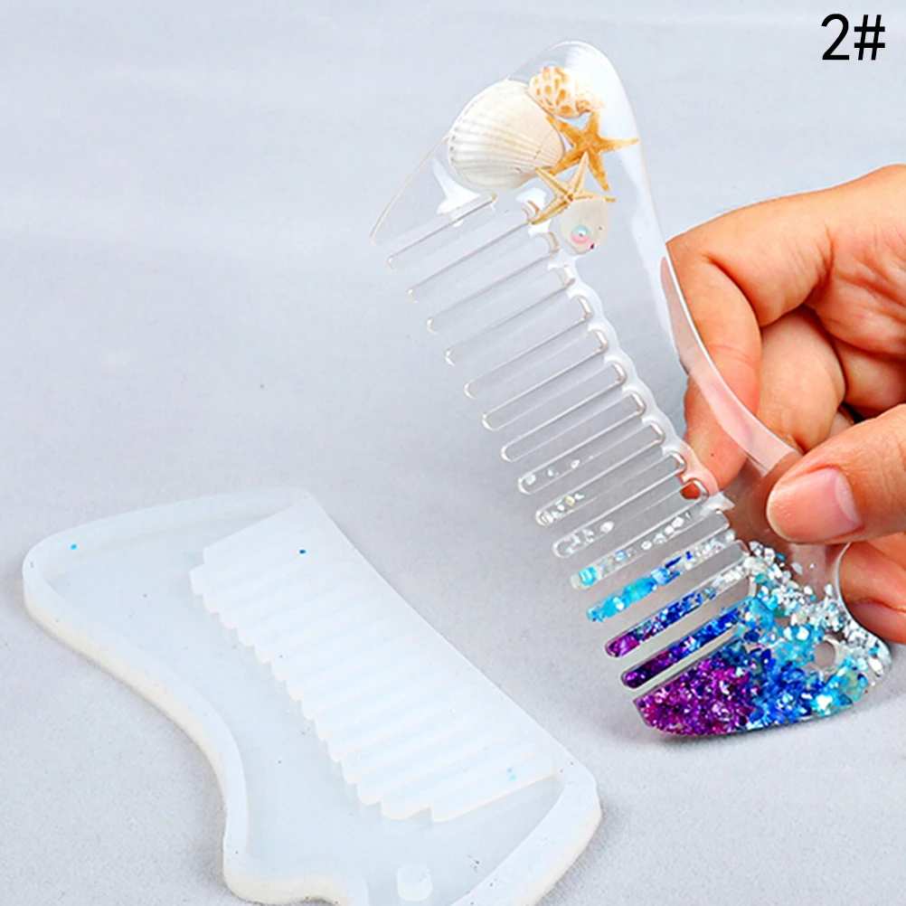 

New 1Pc DIY Clear Silicone for comb Mould For Epoxy Resin with Real Flower Handmade Jewelry Tools resin molds for jewelry