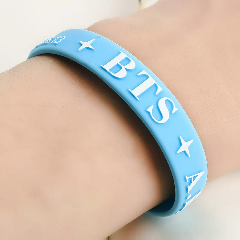 

1 PCS Korea POP Bangtan Boys BTS Sky Blue Casual/Sporty Silica gel Bracelets For Women Pulseras