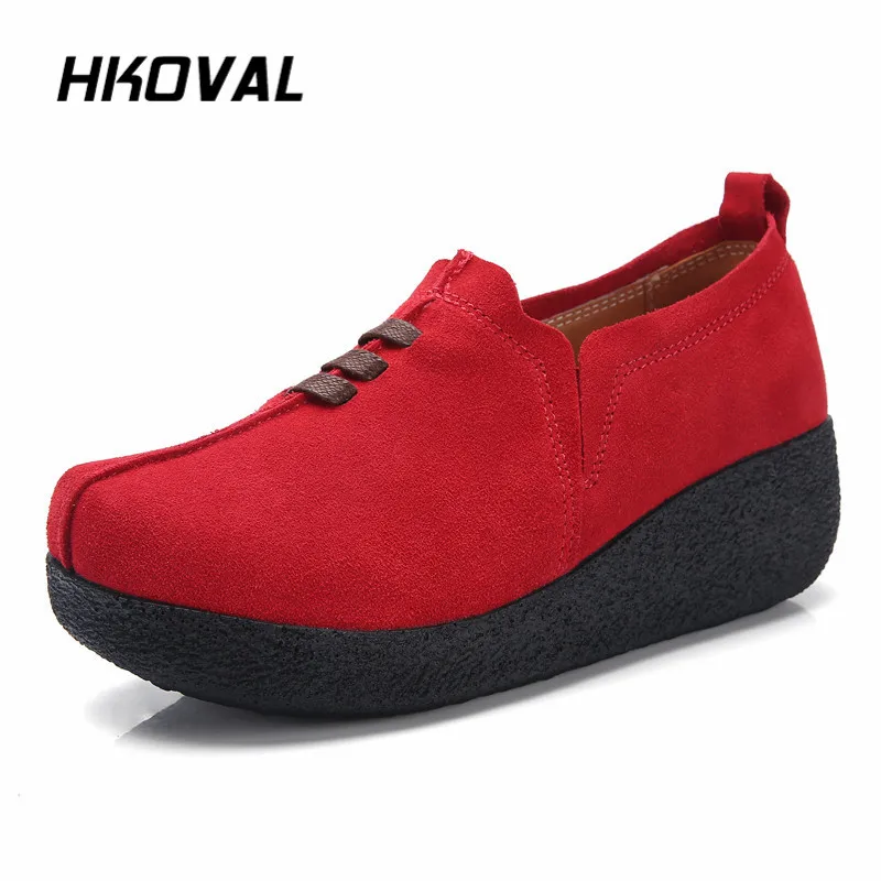 

HKOVAL Women Shoes Flats Casual Sneakers Loafers Slip On Woman Ladies Female Genuine Leather Shoe Low Heel Moccasins Footwear