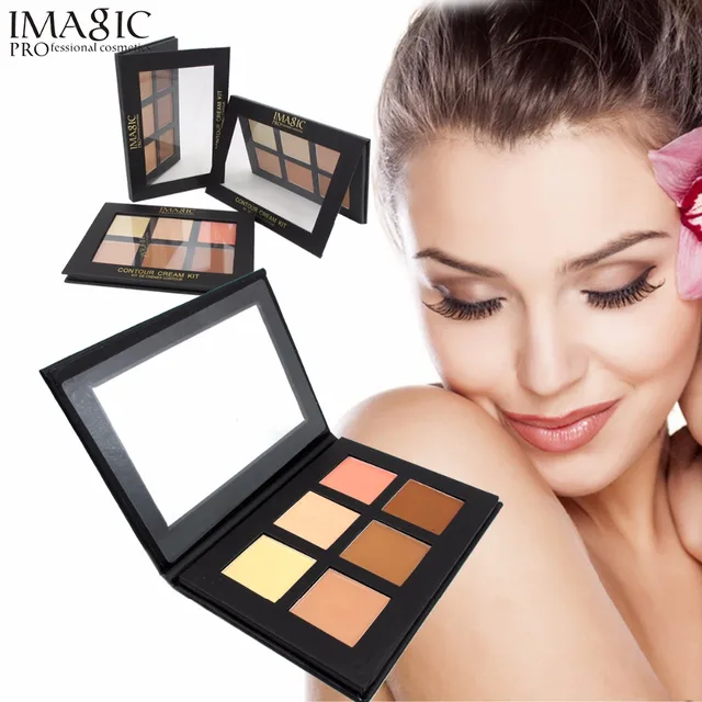 Big Offers IMAGIC Professional Cream Contour Palette Concealer Palette Contouring Makeup Cosmetic Facial Care Cream Palette 6 Colors