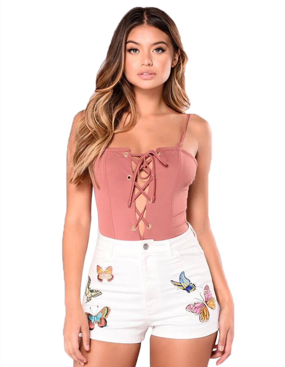 S,M,L,XL Butterfly Jeans for Women White European and American Style