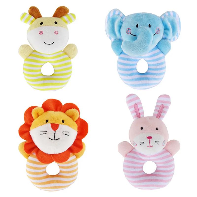 Baby Kids Rattle Toys Cartoon Animal Plush Hand Bell Stroller Crib