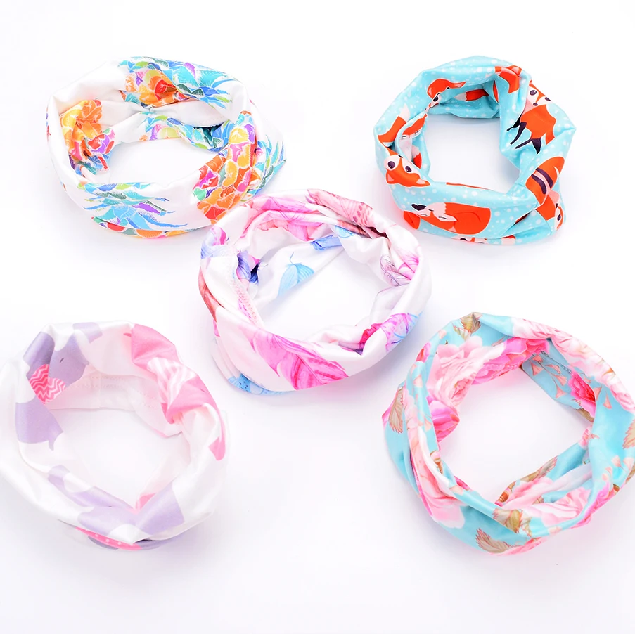 

35*20 CM Soft Cotton Children's Scarf Printed Cartoon Ring Scarves Neborn Girls Boys Winter Warm O Ring scarf