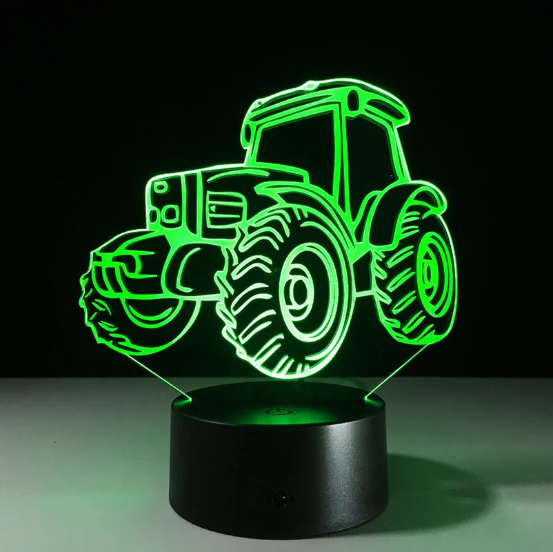 7 цветов, автоматическое изменение 3D сенсорный светодиодный ночники трактор USB Декор подарок настольная лампа