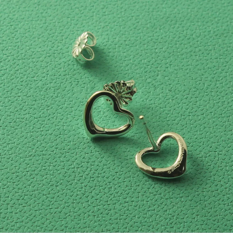 

100% Genuine Silver 925 Open Heart Stud Earring Women Elegant Brief Design Free Original Box Set Top Quality Bijoux Women Gift