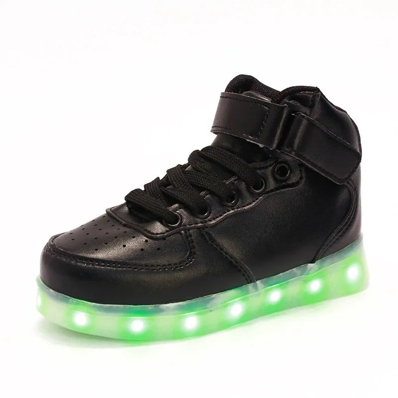 Couture Lumineux Chaussures blanc En Usb Noir Led rouge Pour Or Light Cuir Garçons Argent or Et Filles Up argent x8UUYwdq