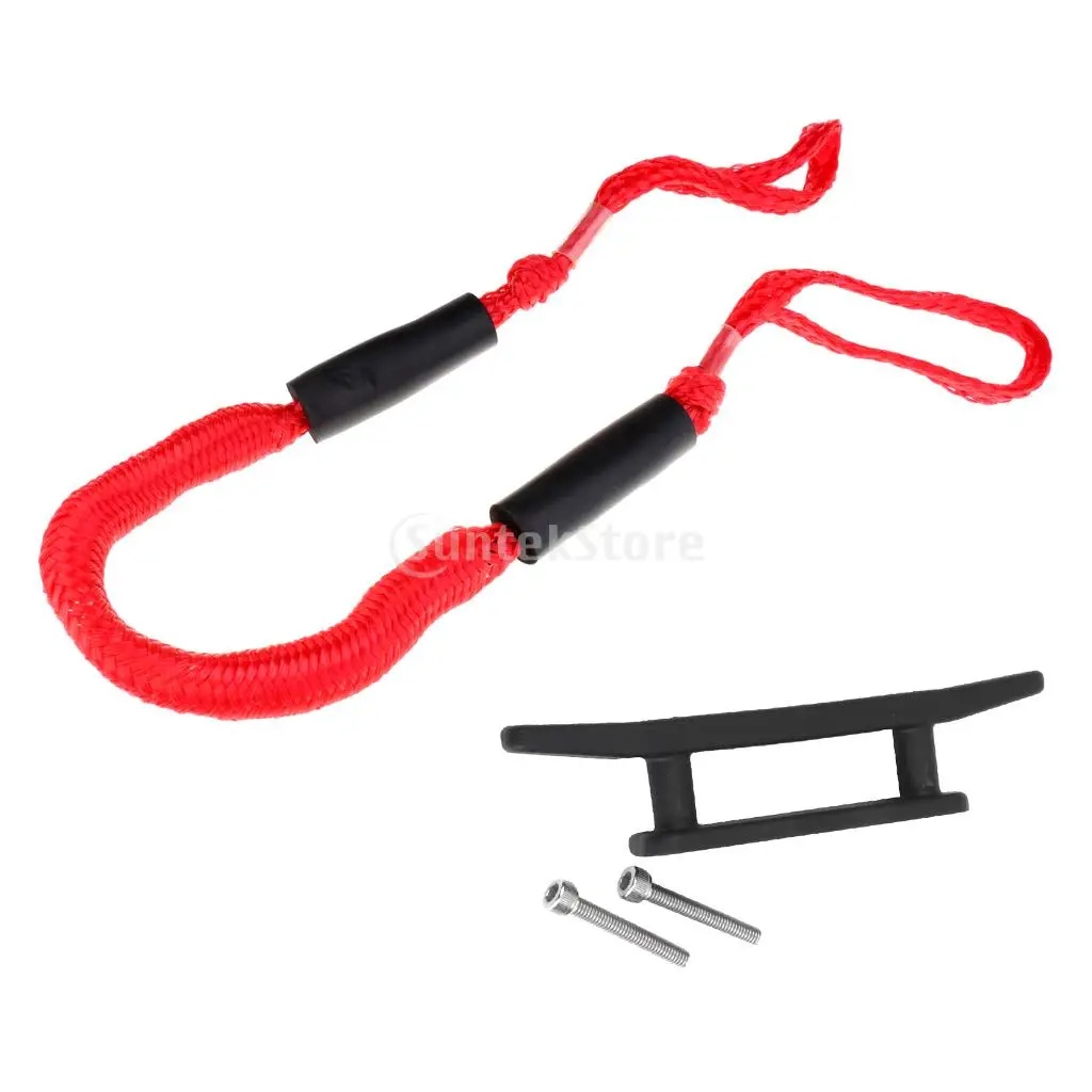 3.5 ft Bungee Cord Rope Dock Lines Stretches Shock Absorbs Marine Mooring Rope with Cleat