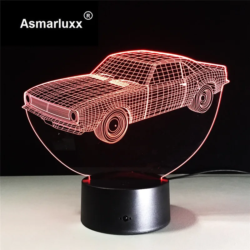 Крутой автомобиль 3D светодио дный Иллюзия светодиодный ночник красочный акриловый настольная лампа для вечерние Рождественский подарок