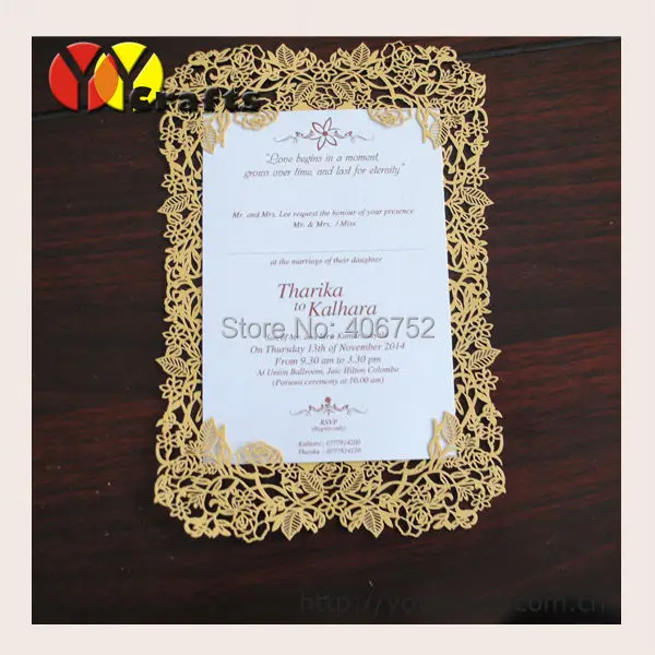 beautiful flower rose laser cut simple unique wedding invitation photo card invitations