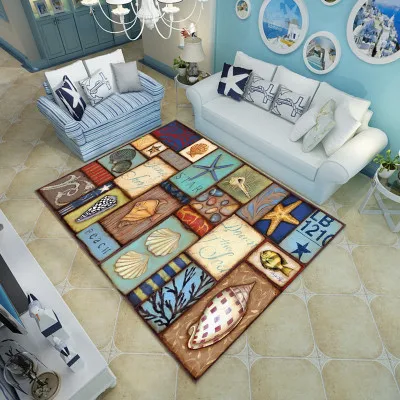 Синее море пляж Средиземноморский стиль 3D ковер журнальный столик для гостиной диван кровать спальня напольный коврик на заказ моющиеся пляжные раковины - Цвет: A