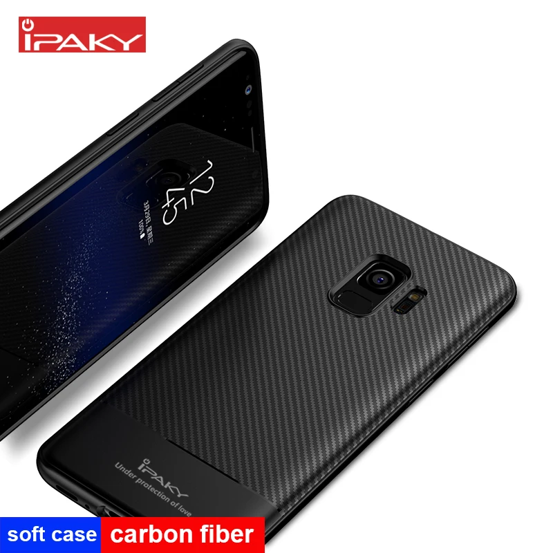 

iPaky For Samsung Galaxy S9 Plus Case Carbon Fiber Soft Silicone Shockproof Housing Cover For Samsung S9 S 9 Phone Cases