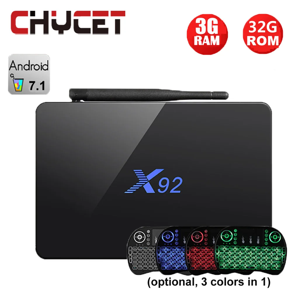 

Chycet X92 Amlogic S912 3GB/32GB Android 7.1 TV Box Octa Core IPTV Fully Loaded Wifi 4K H.265 Airplay Smart tv box Set Top Box