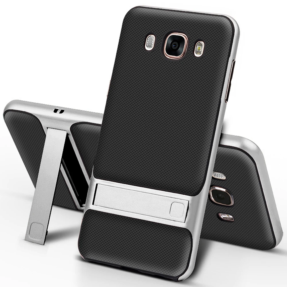 3D Kickstand мобильный чехол для samsung Galaxy J7 силиконовый чехол 5," TPU PC Гибридный телефон задняя Броня сумка samsung J7 J710 J7 LTE - Цвет: Royce Silver