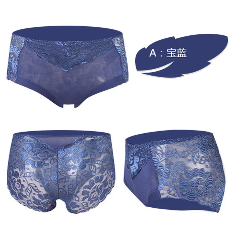 Women XXXL Underwear Briefs Transparent Lace Middle-Waisted Seamless Large String Plus Size Female Sexy Triangle Panties