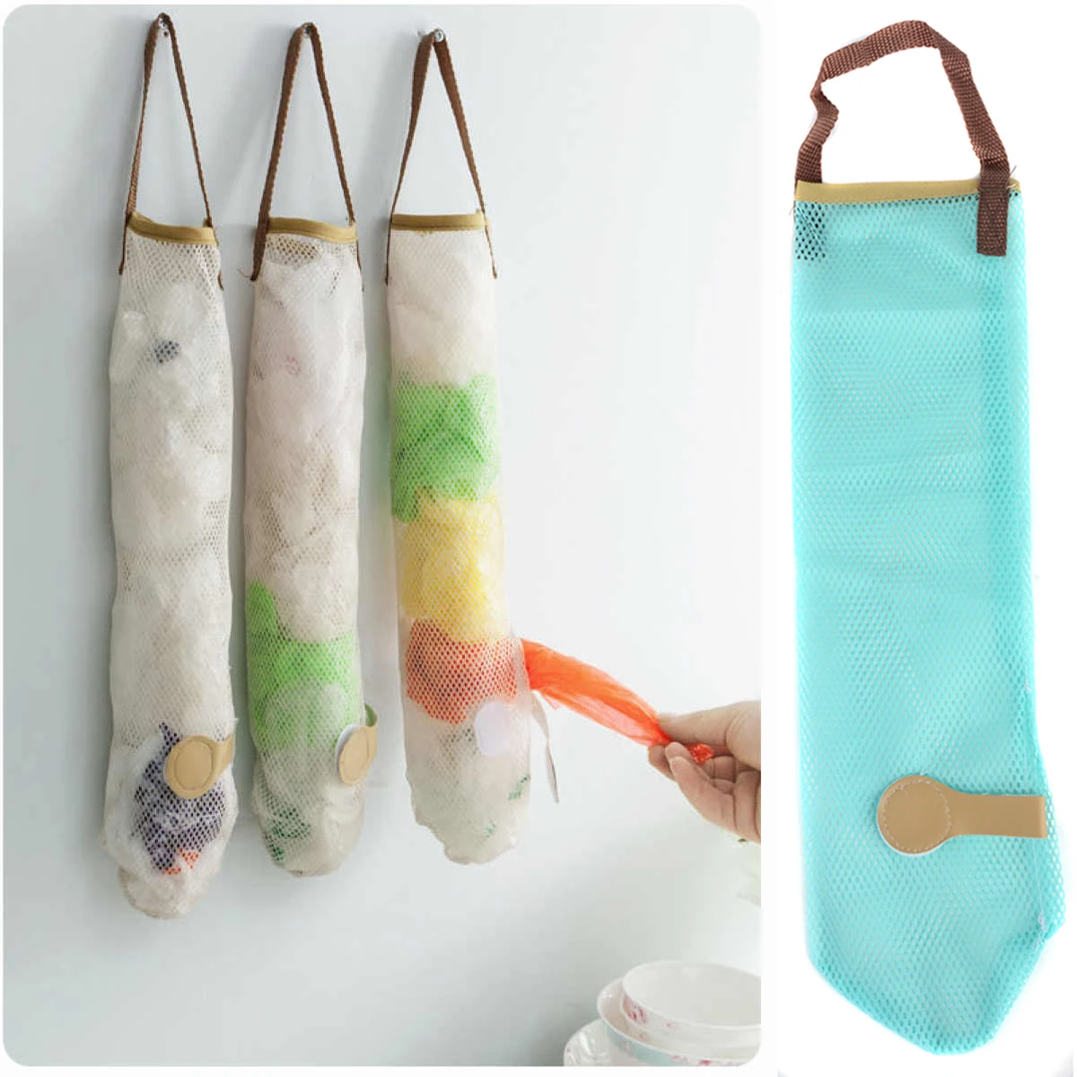 1 x Home Grocery Bag Holder Storage Dispenser Plastic Wall Mount Kitchen Organizer