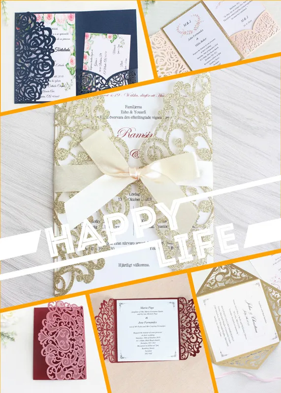  Laser cut invitation card sample free shipping for wedding engagement bridal shower birthday - 32862739102