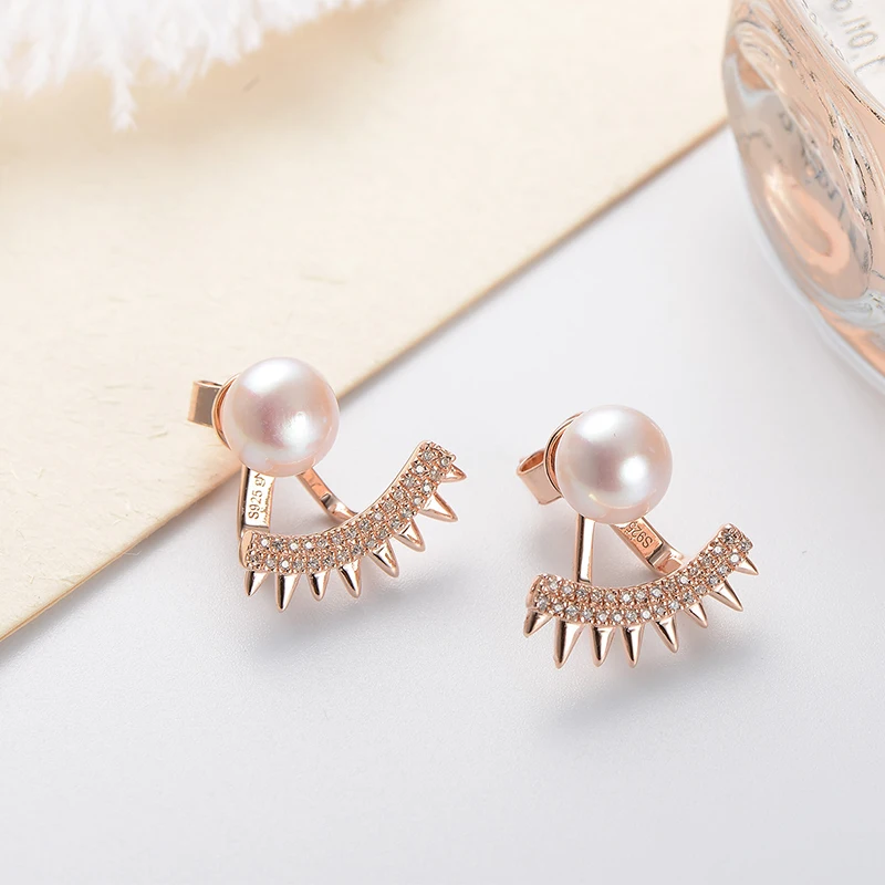 Серьги гвоздики с жемчугом gNpearl серебро 925 пробы белый пресноводный жемчуг серьги
