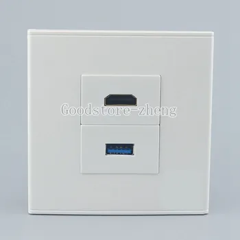 

Wall Face Plate 3.0 USB Charging Jack Port + HDMI Outlet Faceplate Wall Socket