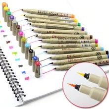 12 цветов кисти ручки для рисования эскиз акварельный набор кистей и ручек для комиксов рисунок дизайн краски искусство маркер школьные принадлежности