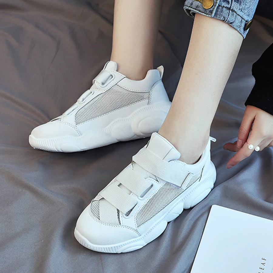 

WTAB 2019 Women Vulcanize Shoes Breathable Walking Women Sneakers Fashion Mesh Hook&Loop Shoes Tenis Feminino