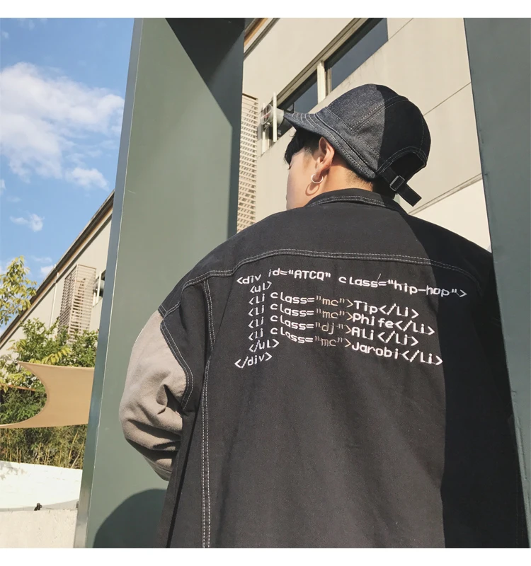 Весна и новые летние Корейская версия хип-хоп хлопок пара Harajuku Свободные с надписями Цвет соответствующие джинсовая куртка M-XL